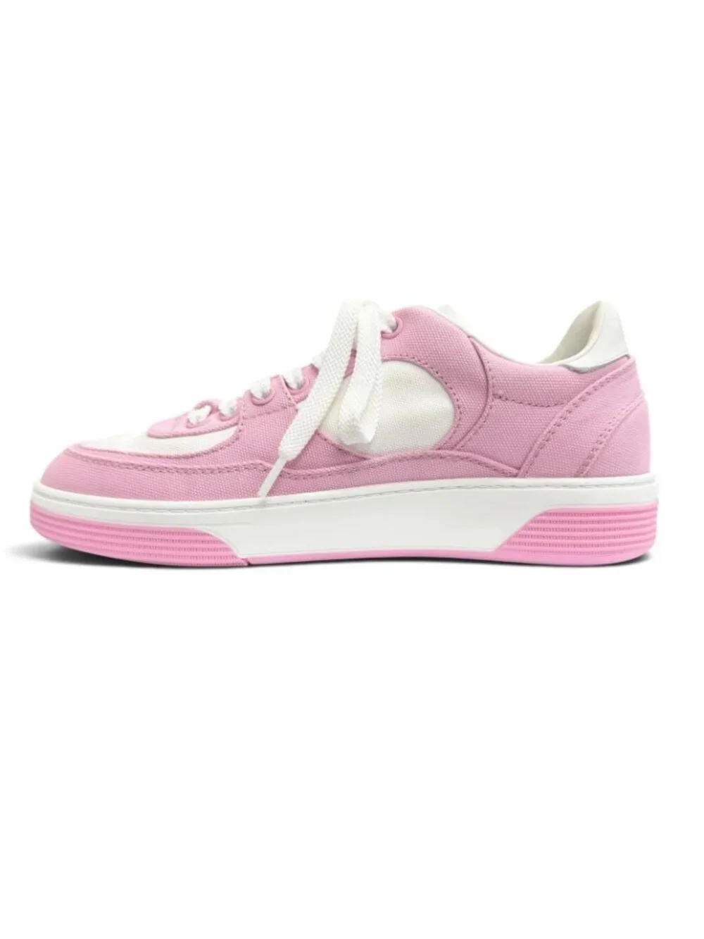 Chanel Canvas Leather CC Logo Bicolor Sneakers Pink White